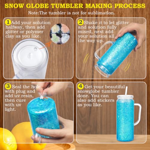 20 oz Acrylic Snow Globe Tumbler with Handle (6 Pack) - Pre-Drilled DIY Cup
