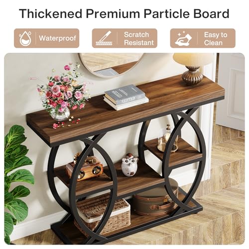 4-Tier Industrial Console Table with Shelves, Narrow Entryway Sofa Table