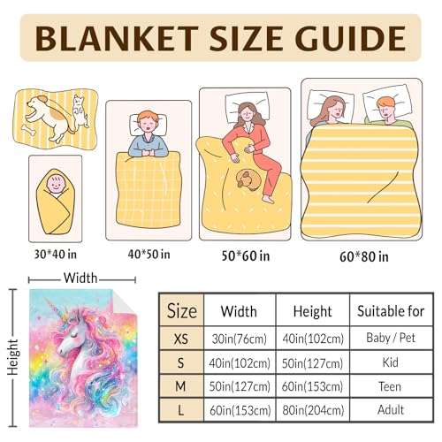 IWANGIFT Unicorn Blanket 60"x80" Throw - Lightweight Flannel Bedding, 80x60 Color 1