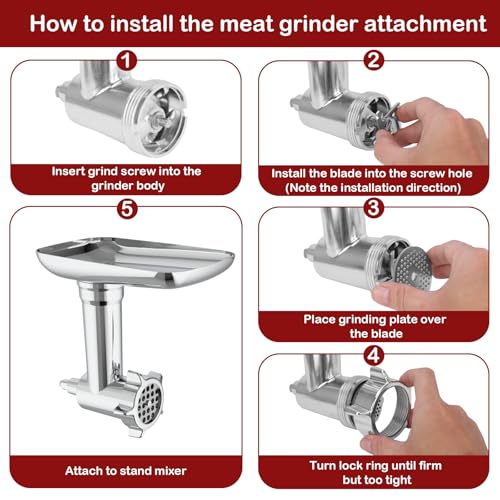 Meat Grinder and Slicer Shredder Attachment Set for Stand Mixers