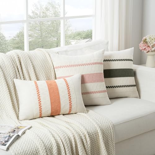 Fancy Homi Set of 2 Burgundy Boho Throw Pillow Covers 22x22 Inch for Couch Bed Sofa