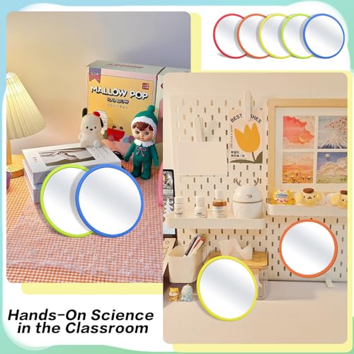 10 Pcs Unbreakable Plastic Mirrors for Kids, 4.8-Inch Round Safe Mirror Tiles