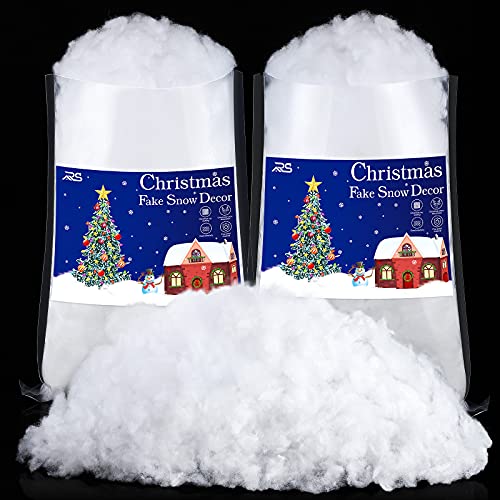 Ruisita 2-Pack Christmas Fake Snow Decor - 1000g Polyester Snow Blanket for Craft & Tree 2 x 500g