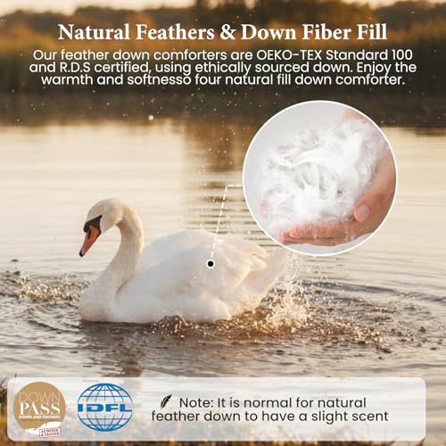 Joysoul Twin All Season Down Comforter Pink Goose Feather Duvet Insert