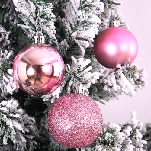 Pink Christmas Ball Ornaments - 24-Pack 2.5 Inch Shatterproof Tree Decor