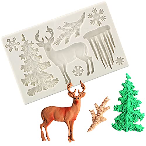 Serlife Gray Silicone Candy Mold - Christmas Tree, Elk, Snowflake & Icicle