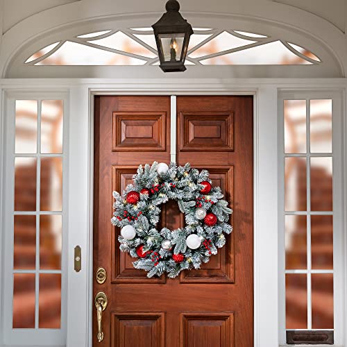 Adjustable Over the Door Wreath Hanger 2-Pack - Holds Up to 20 lbs, White