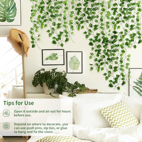 24-Pack Artificial Ivy Garland 168ft - Silk Hanging Greenery Vines