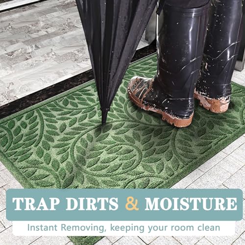 Heavy Duty Front Door Mat, Non-Slip Natural Rubber Entrance Rug, 17"x30"