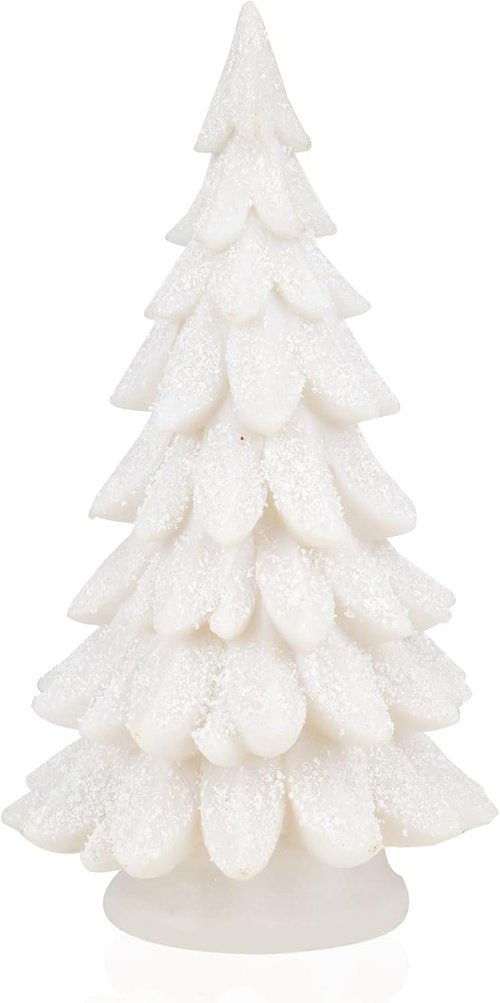 Bdor White Christmas Tree - 11-Inch Tabletop Decoration with Lights & Snowflakes | Exquisite Resin Ornaments