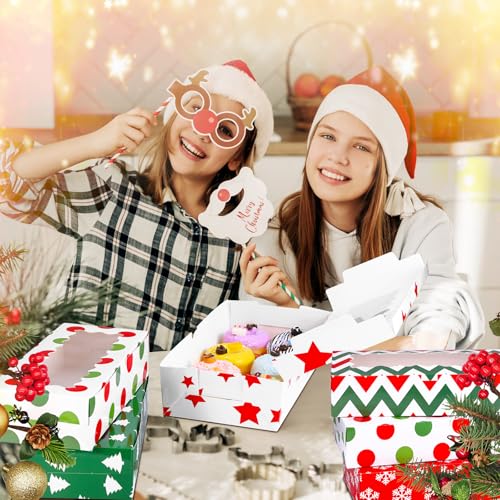 30 Pcs Christmas Cookie Gift Boxes with Window - 12 x 5.5 x 2.5 Inch Bakery Packaging