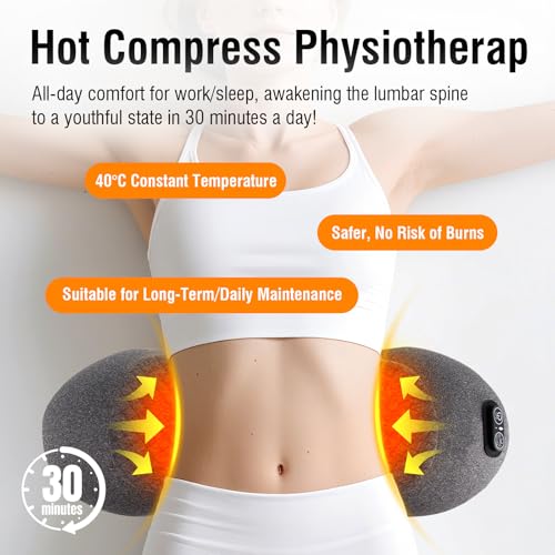 Cordless Lumbar Support Pillow with Heat & Massage for Pain Relief