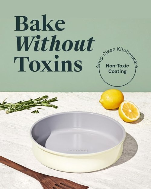 Caraway 9” Circle Pan - Non-Stick Ceramic Coating - Chemical-Free Baking - Ideal for Cakes & Tartes - Cream