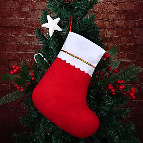 ANVAVO 24 Pack Christmas Stockings 15 Inch Red Felt Holiday Stockings with Hanging Ropes