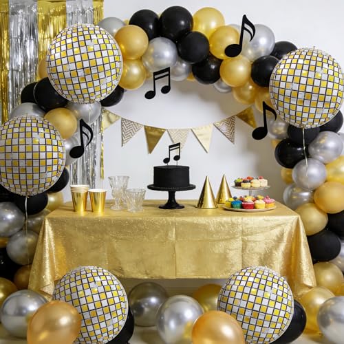TONIFUL 8pcs 22-Inch Gold Disco 4D Giant Foil Balloons for Party Decorations