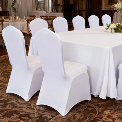 100 Pcs White Spandex Stretch Chair Covers for Weddings & Events