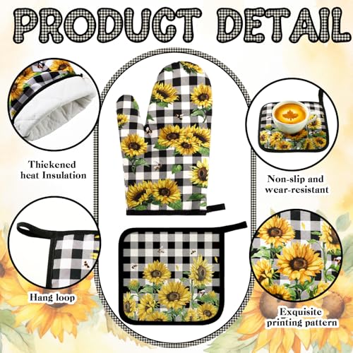 10-Piece Sunflower Kitchen Decor Set: Oven Mitts, Pot Holders, Rugs, Towels