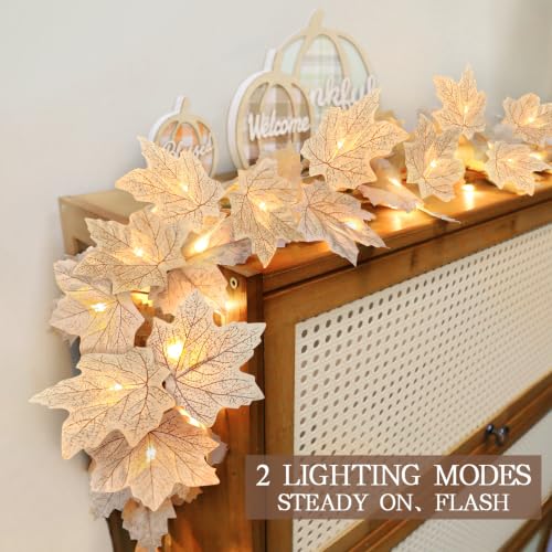 Lighted Maple Leaf Fall Garland - 3 Pack 19.5ft Autumn String Lights