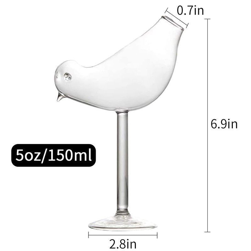 Cocktail Glass - Creative Bird Design Cocktail Glass, 150ml Individuality Glass Goblet (4)