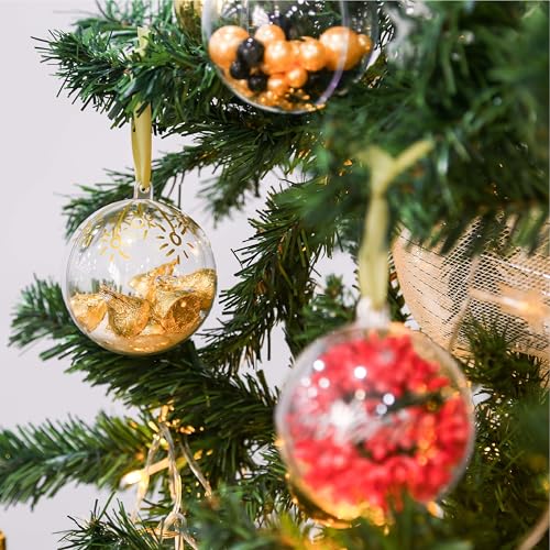 24 Pcs Clear Fillable Christmas Ornament Balls — 3.15 inch, Plastic DIY Set (Variation: 24p-clear Ornament) by Golibra