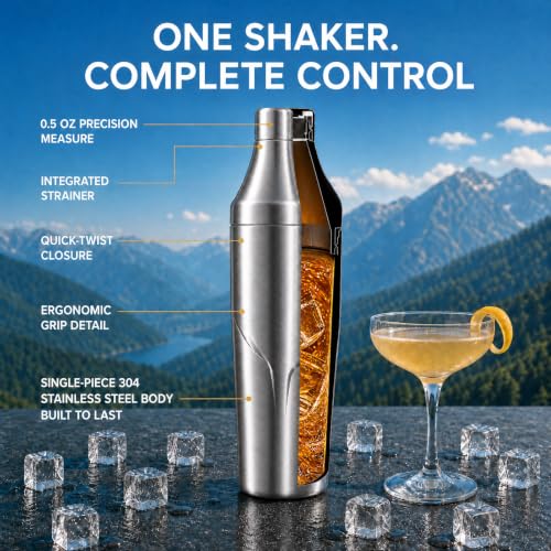 Lexenic 24oz Double Wall Stainless Steel Vacuum Insulated Martini Shaker