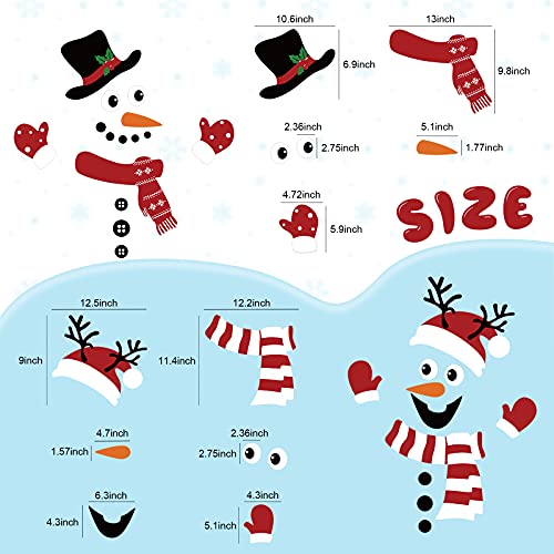 Censen 2-Pack Christmas Door Decals - Snowman Window & Door Stickers Removable