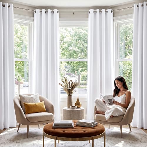 NICETOWN 100% Blackout Curtains White 84 Inch Thermal Insulated Drapes