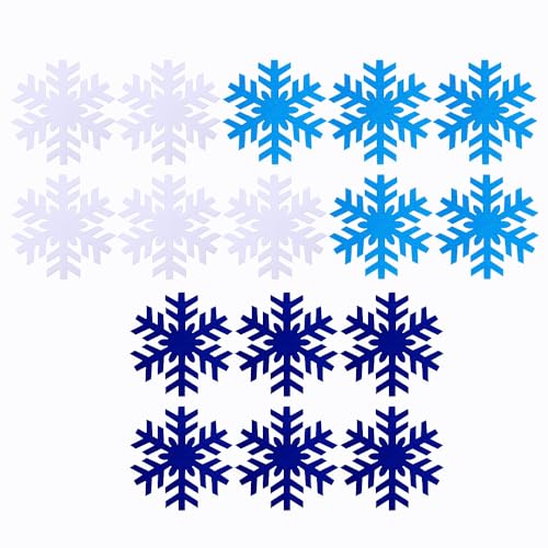 SaktopDeco 16-Pack Felt Snowflake Coasters Set – White/Blue Christmas Drink Coasters