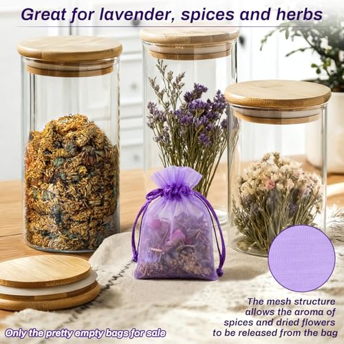 50 Pack Purple Organza Sachet Bags 3x4 Inch for Potpourri and Dried Flowers