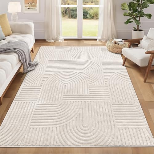 5x7 Soft Washable Area Rug, Non-Slip Boho Arch Pattern Floor Carpet