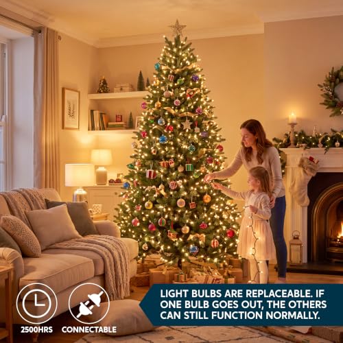 Joiedomi 2 Pack Indoor/Outdoor 43FT Warm White Christmas String Lights - 200 Mini Bulbs, Connectable, Safe UL588
