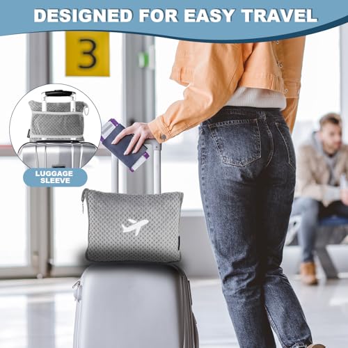 Travel Blanket Set with Inflatable Pillow & Carry Bag - Compact & Soft