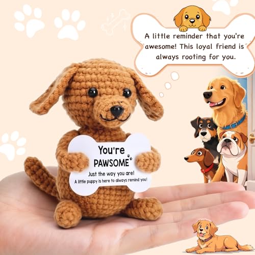 Handmade Crochet Puppy Plush Emotional Support Dog Desk Decor