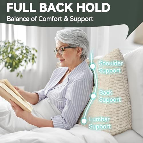 Twin Triangular Wedge Pillow for Headboard - Removable Cover, Beige