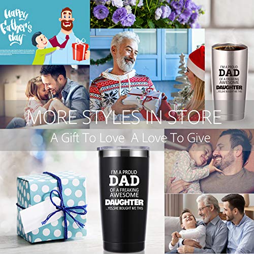 Momocici Proud Dad 20 OZ Insulated Travel Mug - Black, Father's Day Gift