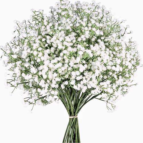 White Baby's Breath Artificial Flowers - 21" Real Touch Gypsophila (6 Pack)