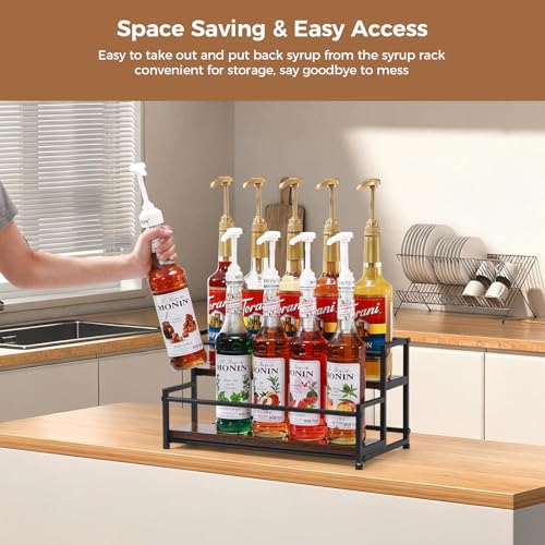 2-Tier Coffee Syrup Organizer Rack - 10-Bottle Countertop Display Stand
