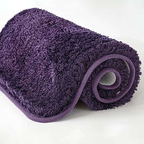 MIULEE Dark Purple Bathroom Rug Soft Microfiber Bath Mat 16x24