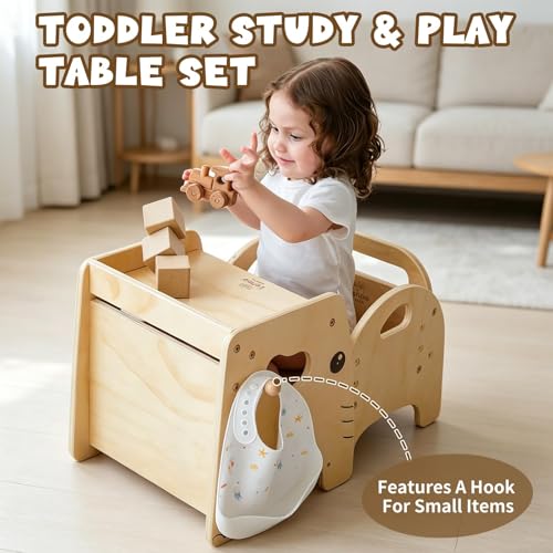 Adjustable Wooden Montessori Table and Chair Set for Toddlers