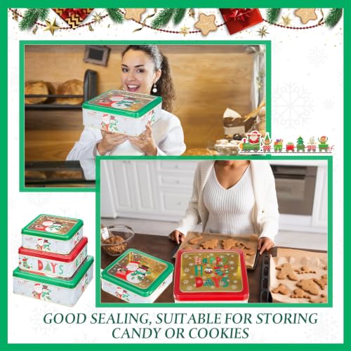 Lingvee 6 Pcs Christmas Cookie Tins with Lids – Classic Gift Set