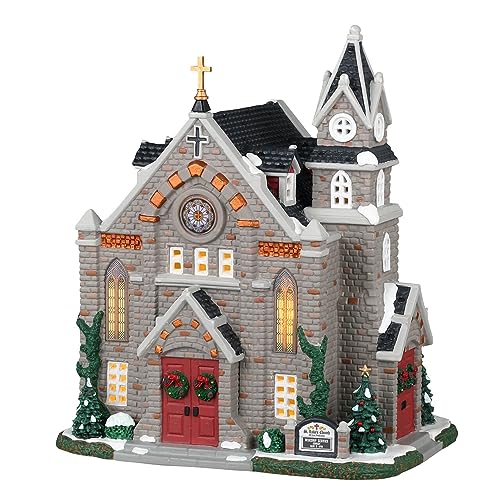 Lemax St. Luke's Church #35055 Lighted Village Building for Holiday Decor