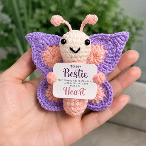 PORSWISH Style 3 Handmade Crochet Butterfly Friendship Gift for Women, BFF, Long Distance, Birthday, Keepsake