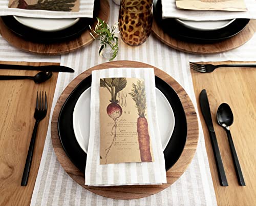 Solino Home Natural & White Stripe Linen Table Runner 14 x 60 in - Pure European Flax