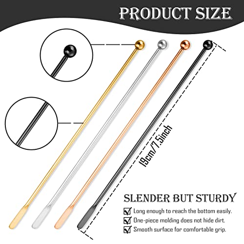 Black Stainless Steel Cocktail Stir Sticks 4Pcs 7.5'' Reusable Swizzle Sticks for Drinks