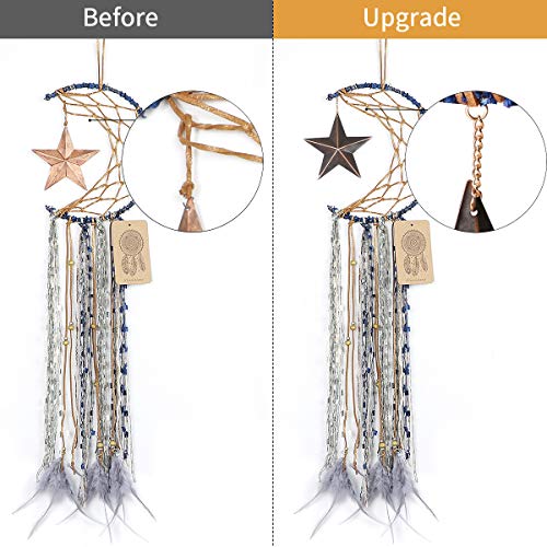 Half Moon Dream Catcher Wall Hanging with Star and Feathers 8-inch