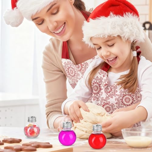 HOMSFOU 50ml Clear Bulb Bottle Ornament Set with Silver Cap - Fillable PET Drink Balls