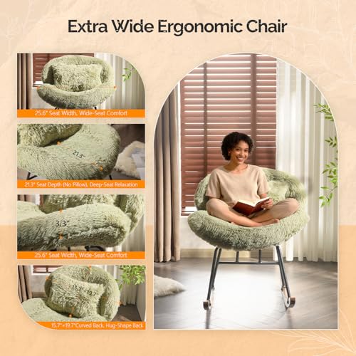 Extra Wide Criss Cross Nursery Rocking Chair, Reclining Teddy Fleece Glider