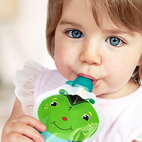 Silicone Food Pouch Tops and Spill Proof Valves with Travel Case