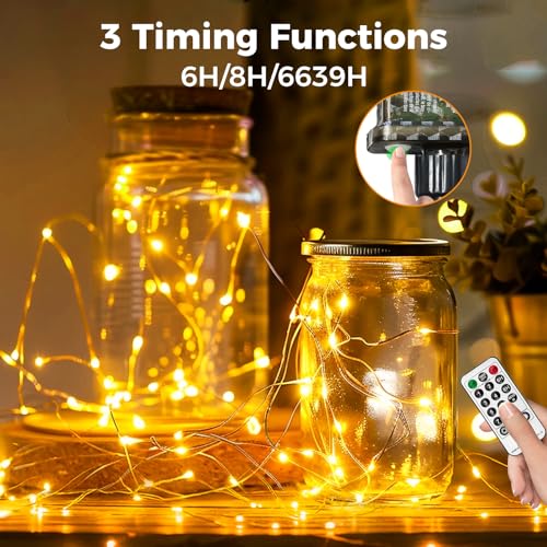 btfarm 33FT 100 LED Plug-in Fairy Lights with Remote & Timer, Warm White