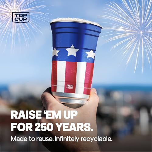 Top Cup Reusable Aluminum Party Cups, 20 oz, 20 Count, Americana